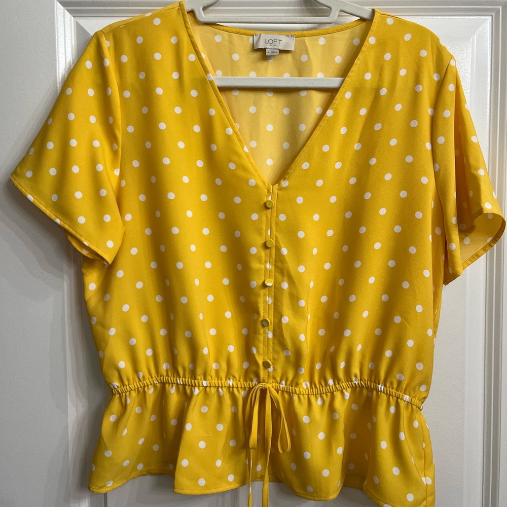 Loft Polka Dot Peplum Top